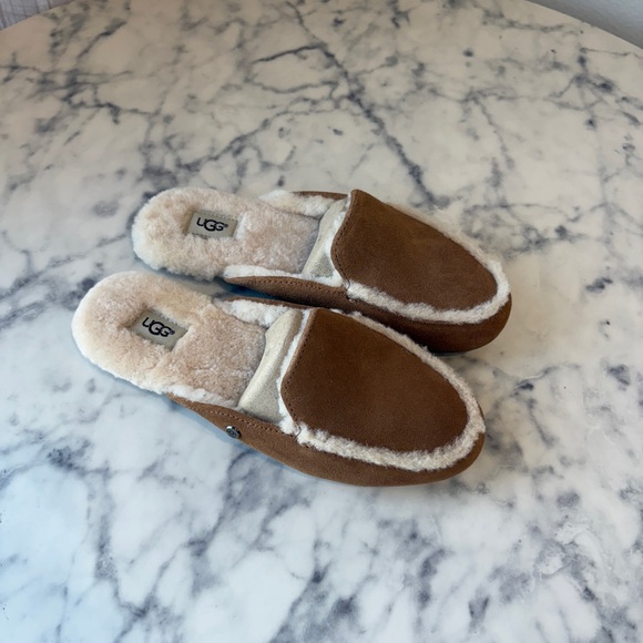 UGG Brown Shearling Slippers - Picture 2 of 5